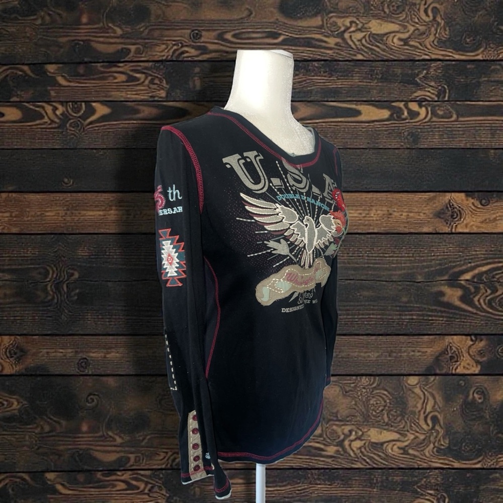 Double D Black Long Sleeve Graphic Top - Picture 3 of 14